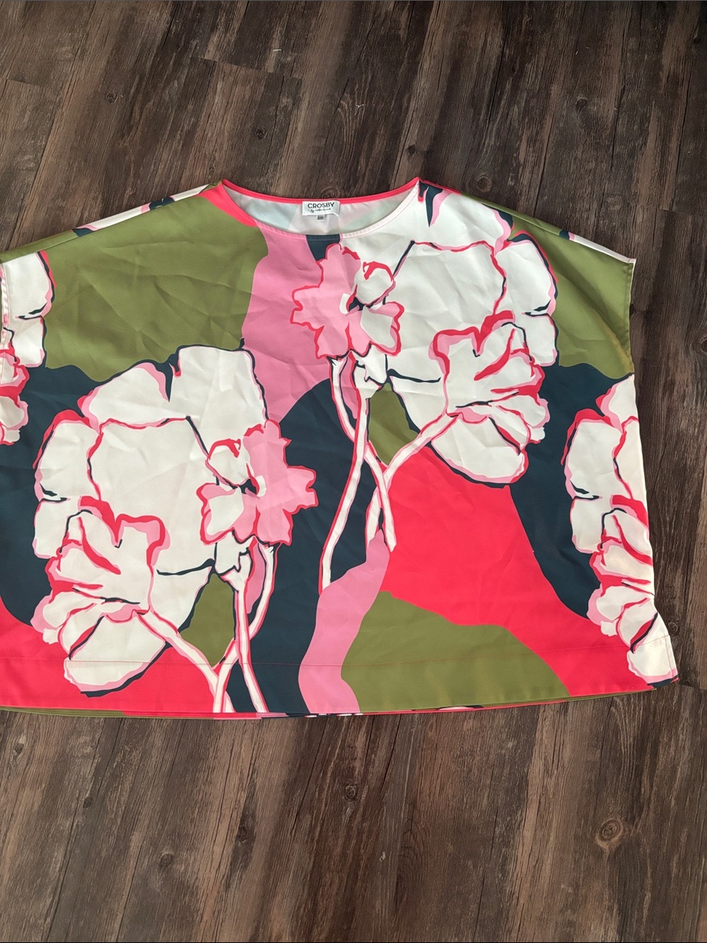 crosby mollie burch Colorblock Floral Tunic in Pink, Olive & White